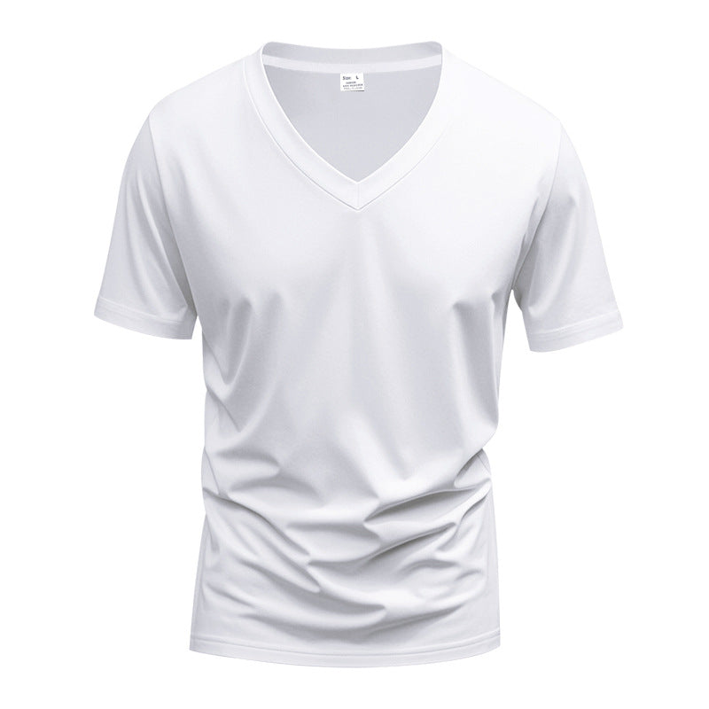 Donovan | Mens American V Neck Short Sleeve Casual T Shirt - White