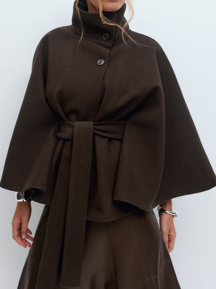 Dora | Womens Belted Cape Trench Coat, Brown