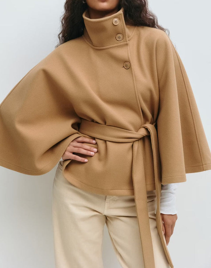 Dora | Womens Belted Cape Trench Coat, Khaki