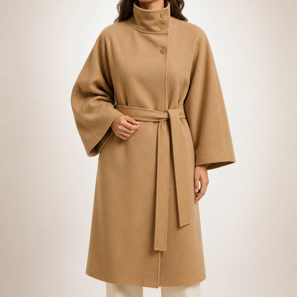Dora | Womens Belted Cape Trench Coat, Khaki