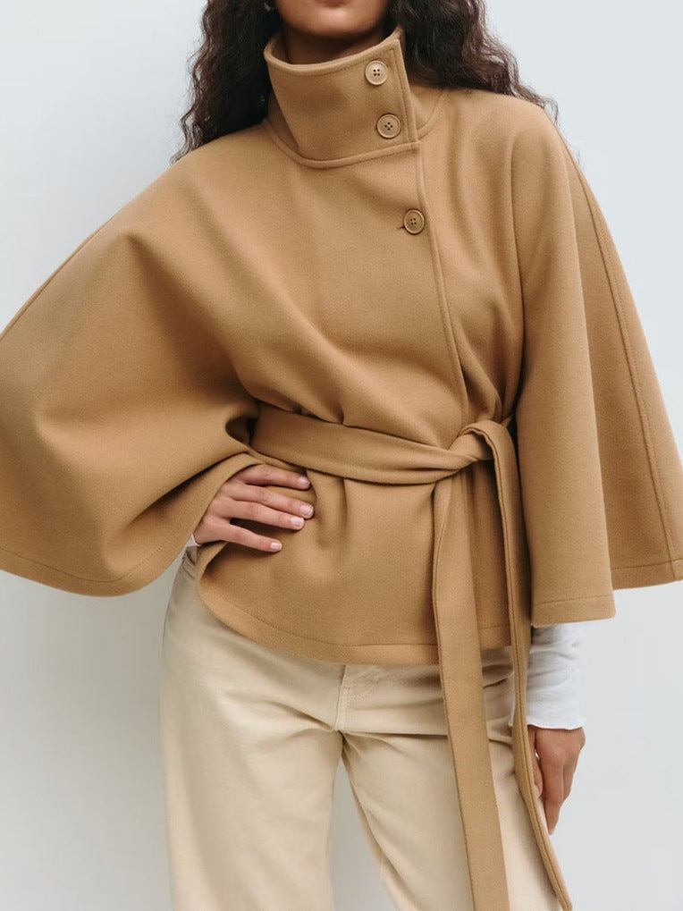 Dora | Womens Belted Cape Trench Coat, Khaki