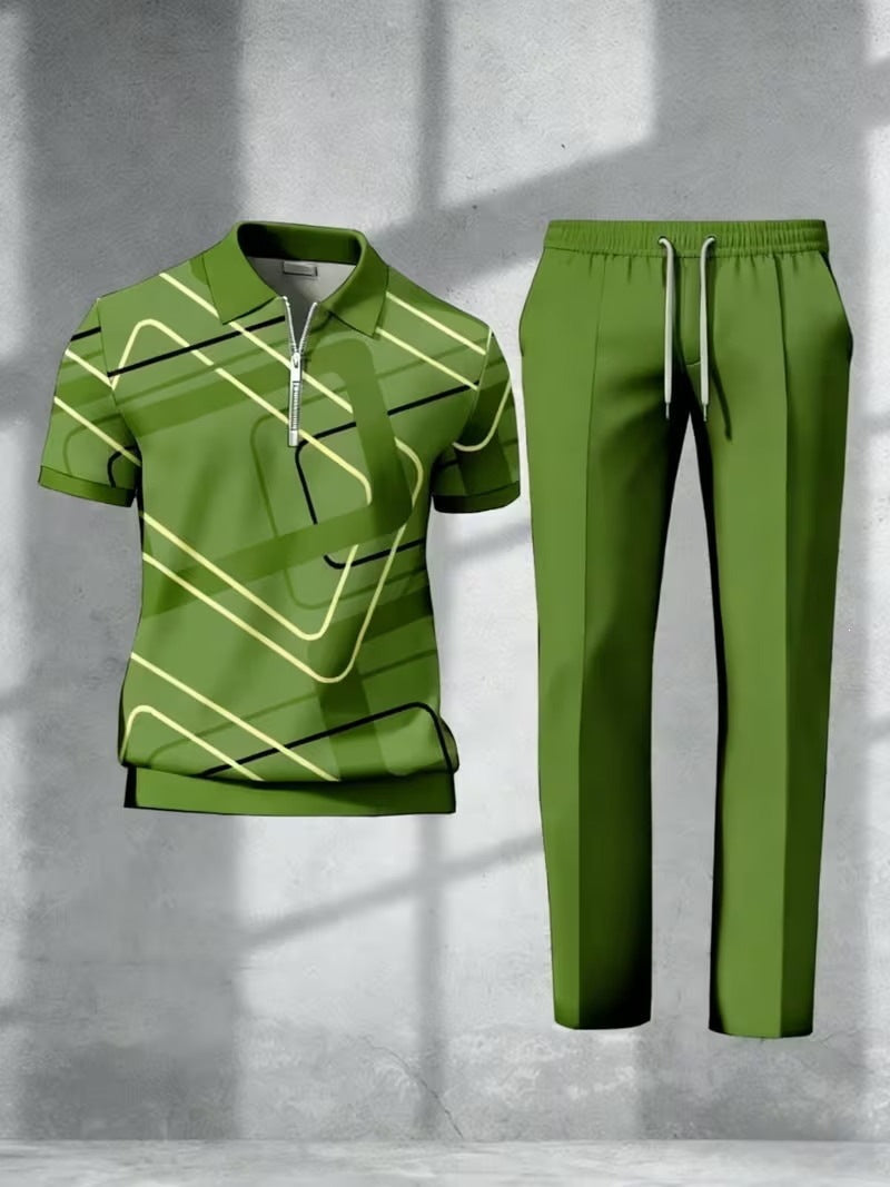 Dorian | Mens Printed Short Sleeve Casual Summer Polo Polo Shirt - 8