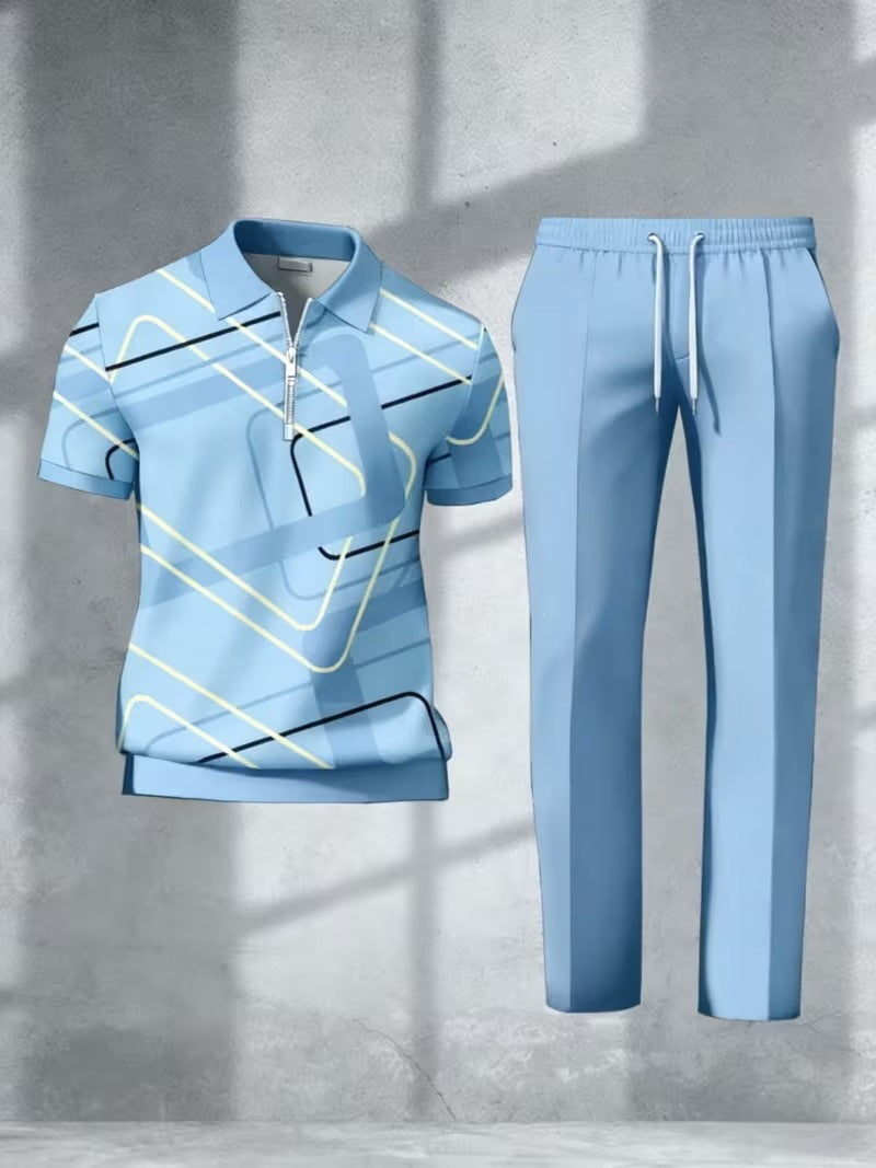 Dorian | Mens Printed Short Sleeve Casual Summer Polo Polo Shirt - 9