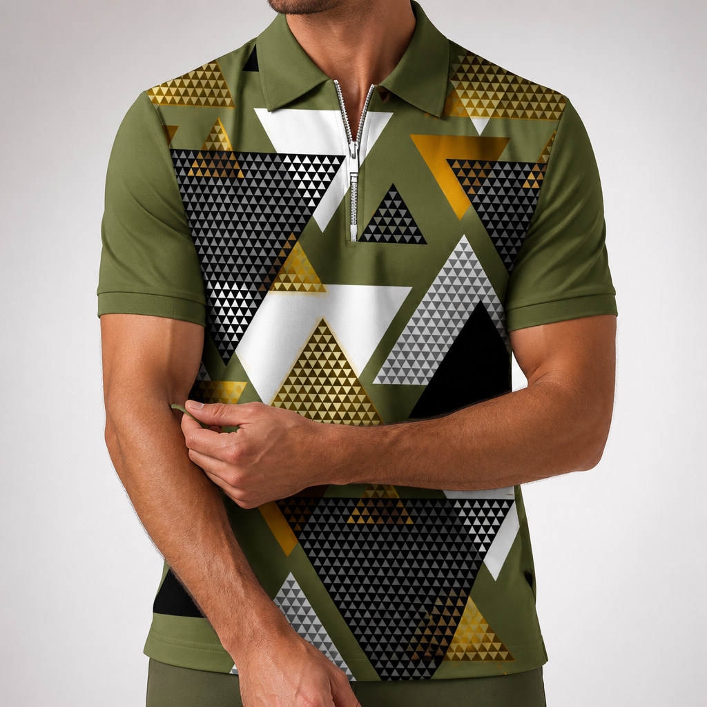Dorian | Mens Printed Short Sleeve Casual Summer Polo Polo Shirt, Multi 4