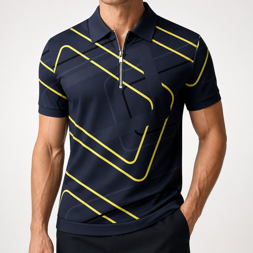 Dorian | Mens Printed Short Sleeve Casual Summer Polo Polo Shirt, Multi 8