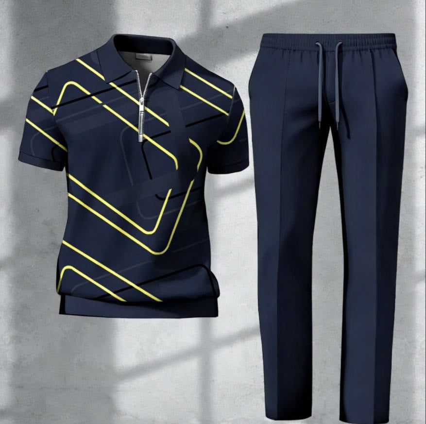 Dorian | Mens Printed Short Sleeve Casual Summer Polo Polo Shirt - Multi 8