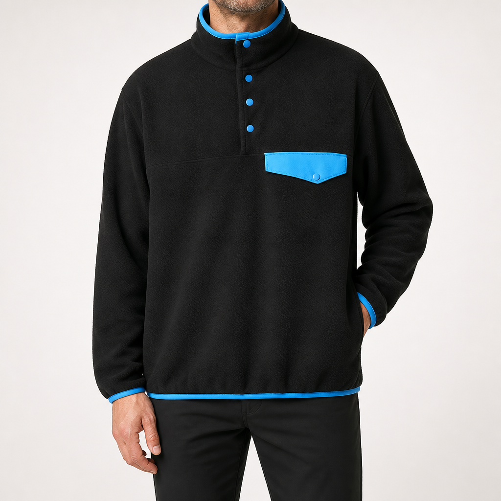 Dorian | Mens Jacket Colour Block Lightweight Casual Coat, Black Blue