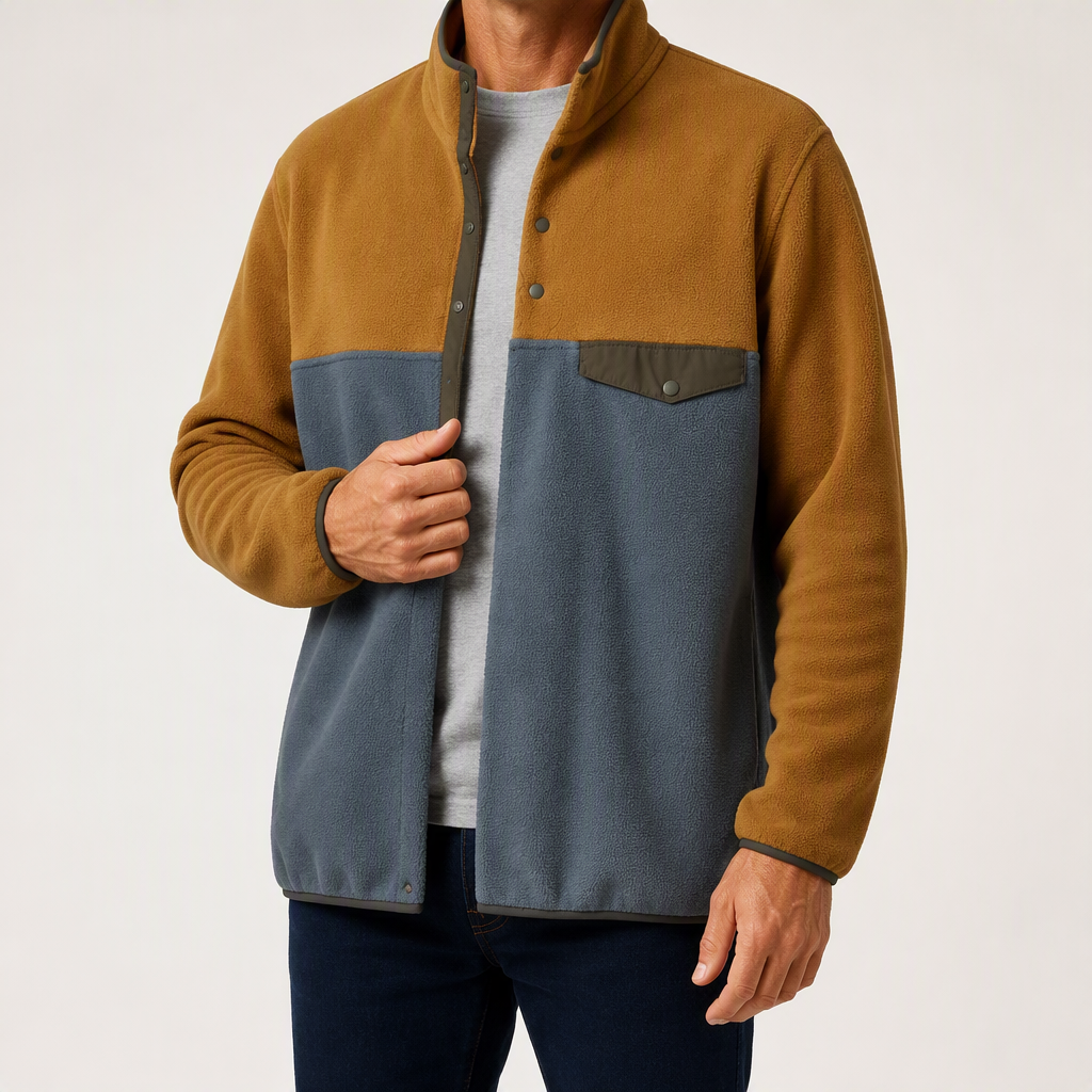 Dorian | Mens Jacket Colour Block Lightweight Casual Coat, Gray Brown