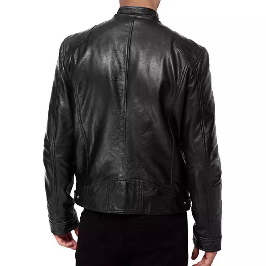 Duncan | Mens Slim Fit Faux Leather Jacket, Black