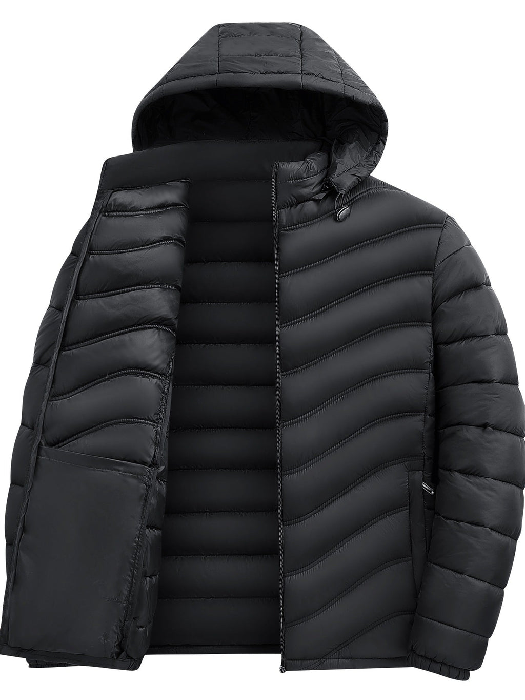 Eamon | Mens Puffer Jacket Padded Winter Jacket Lightweight Quilted Coat - Black