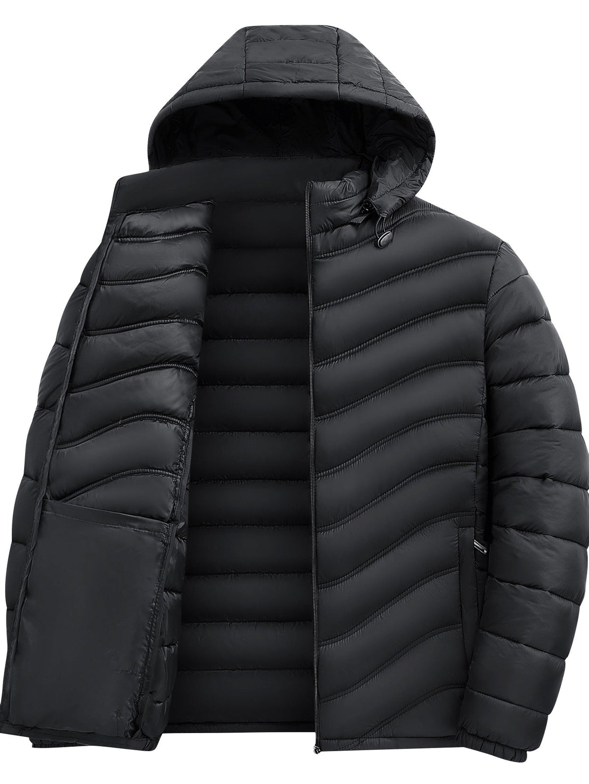 Eamon | Mens Puffer Jacket Padded Winter Jacket Lightweight Quilted Coat - Black