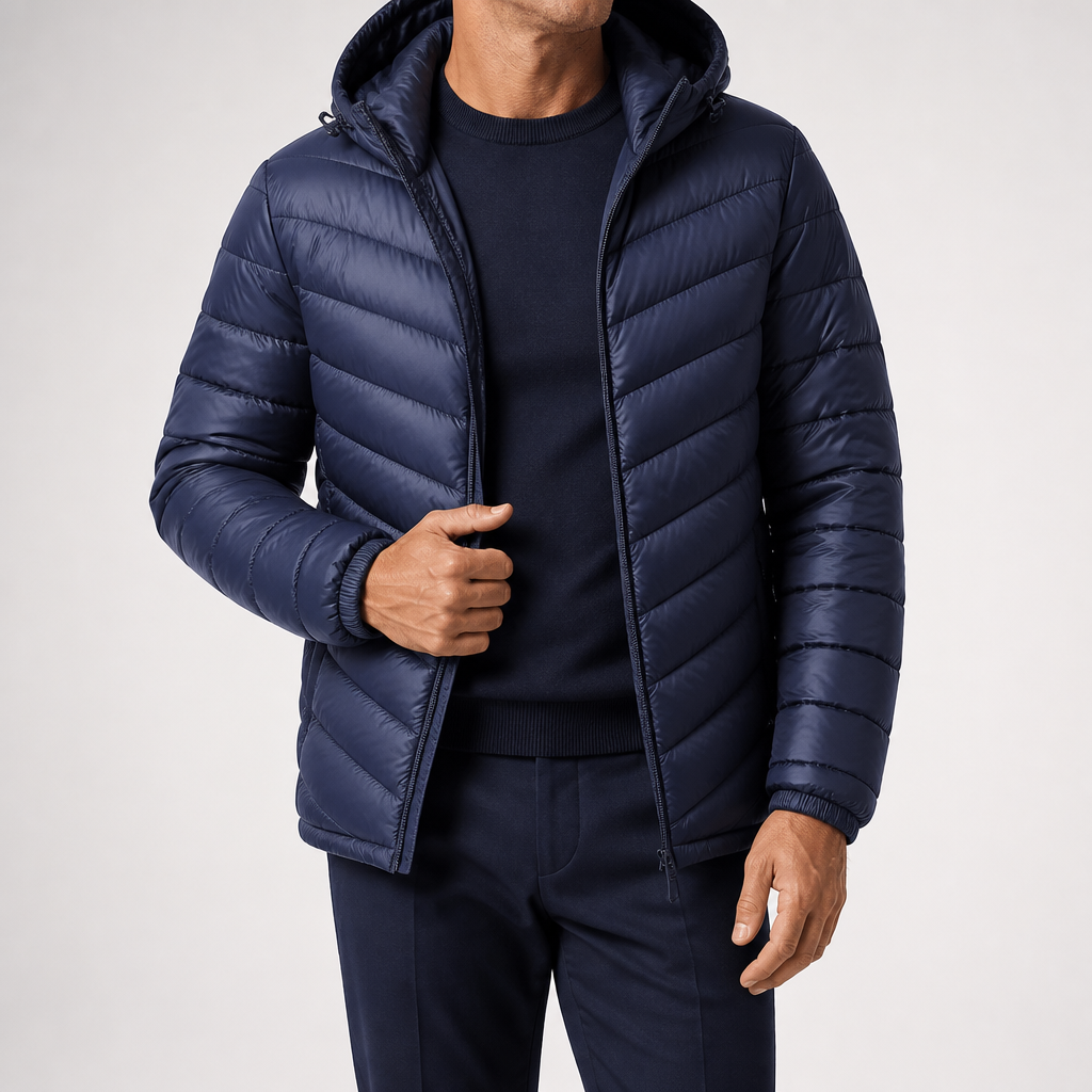 Eamon | Mens Puffer Jacket Padded Winter Jacket Lightweight Quilted Coat, Blue
