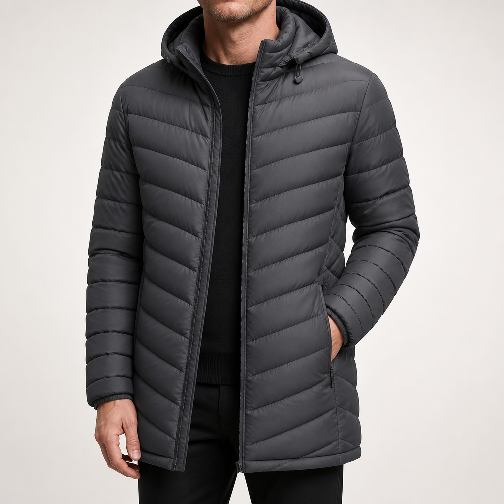 Eamon | Mens Puffer Jacket Padded Winter Jacket Lightweight Quilted Coat, Grey