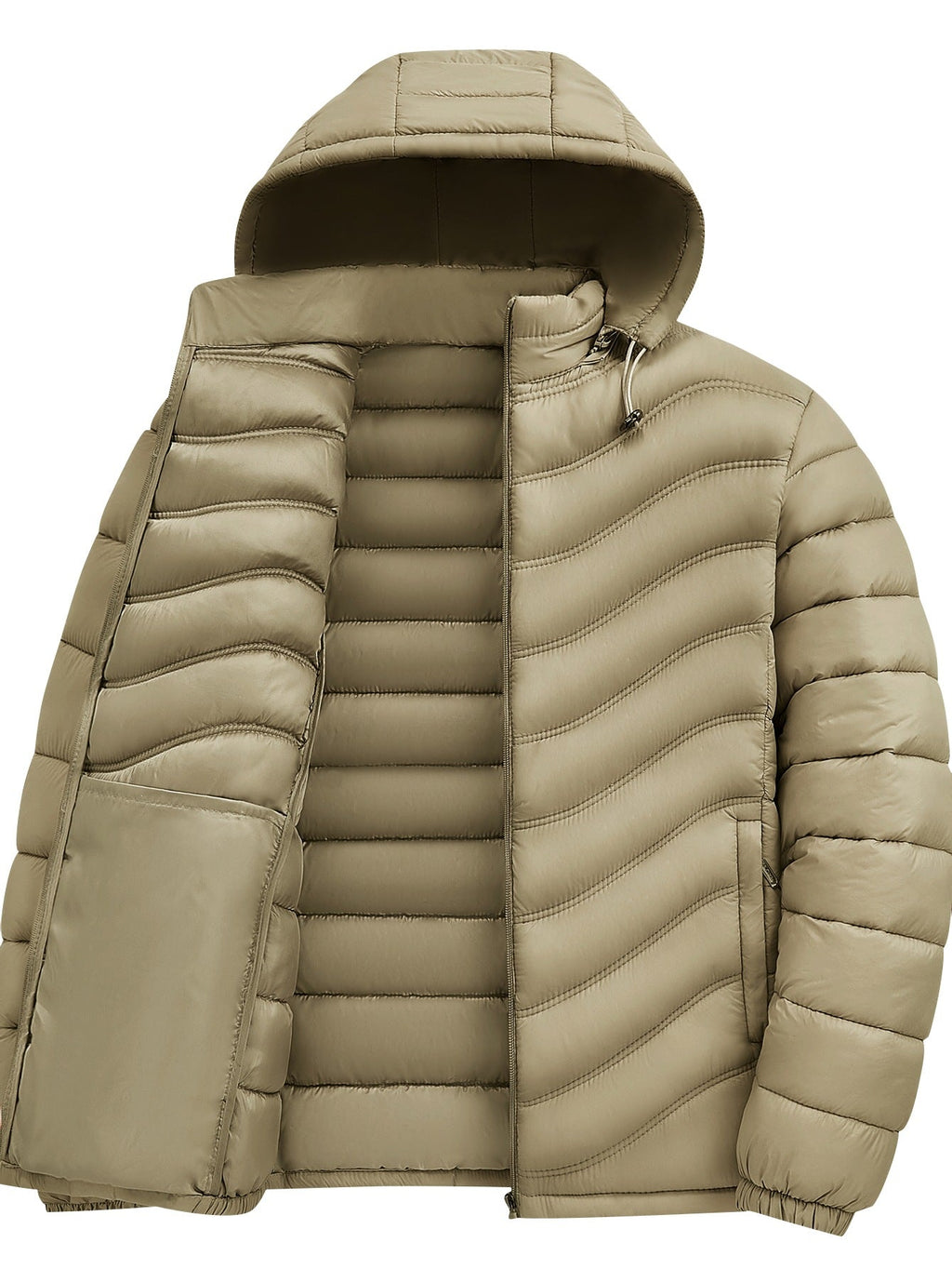 Eamon | Mens Puffer Jacket Padded Winter Jacket Lightweight Quilted Coat - Khaki
