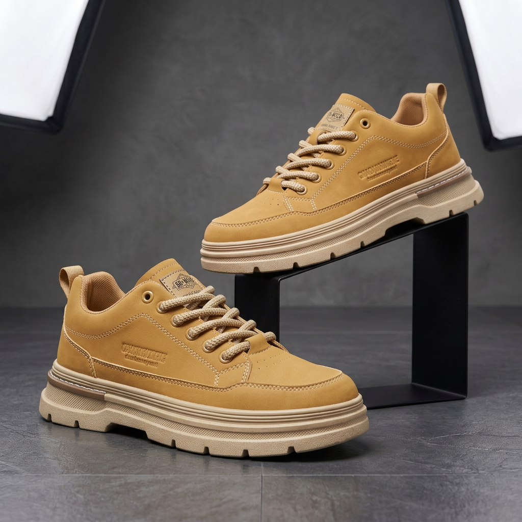 Easton Orthopedic Leather Sneakers - Wheat