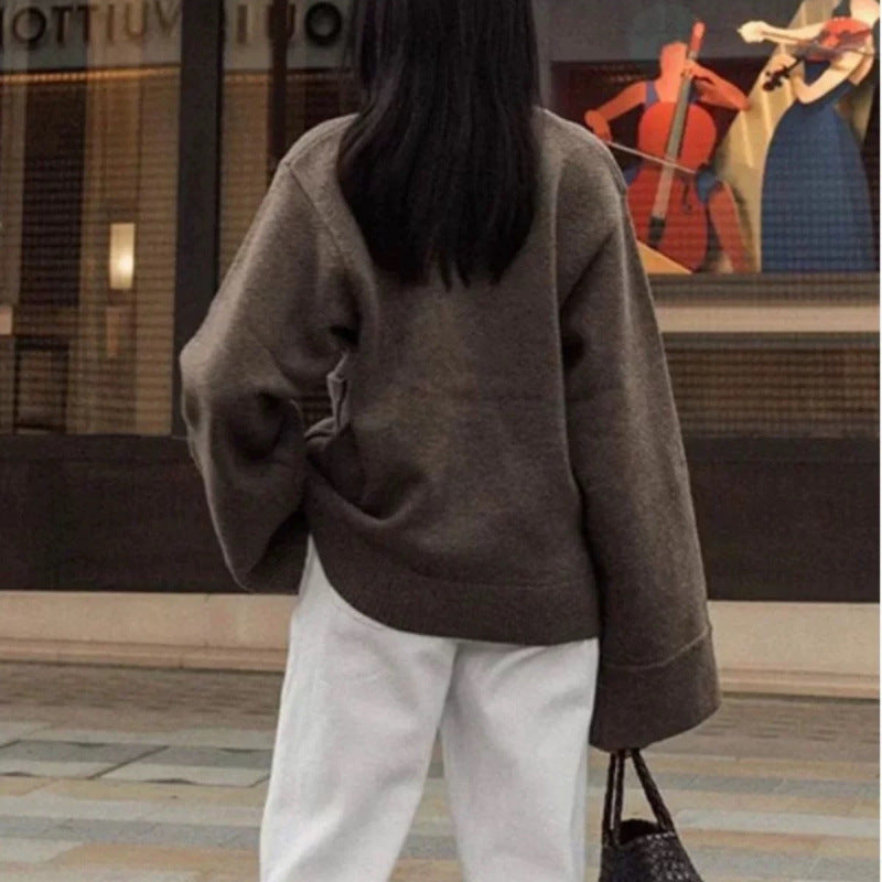 Effie | Womens Knitted Button Sweater Cardigan, Brown