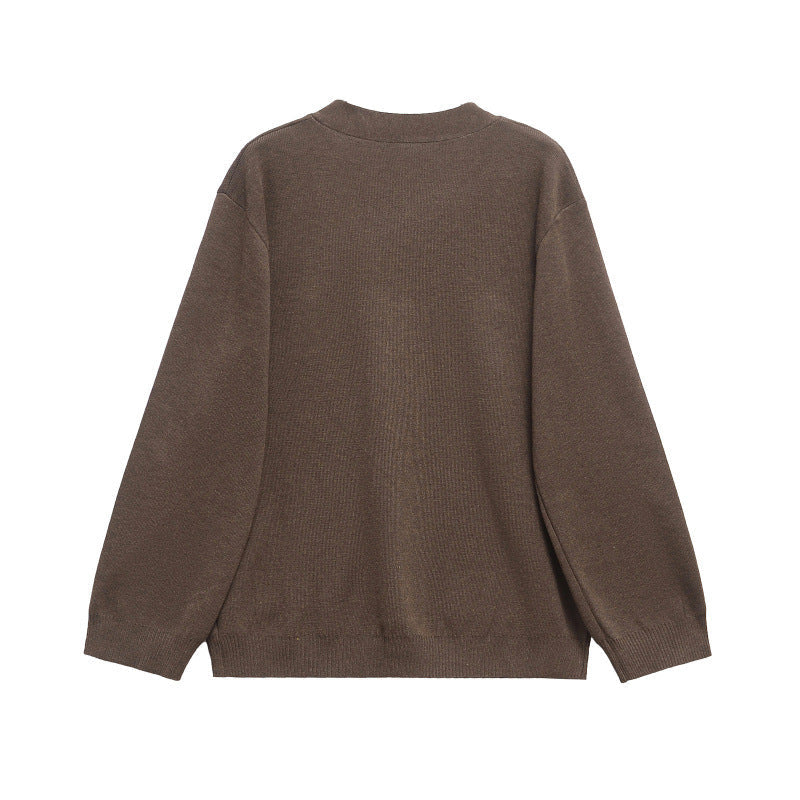 Effie | Womens Knitted Button Sweater Cardigan, Brown
