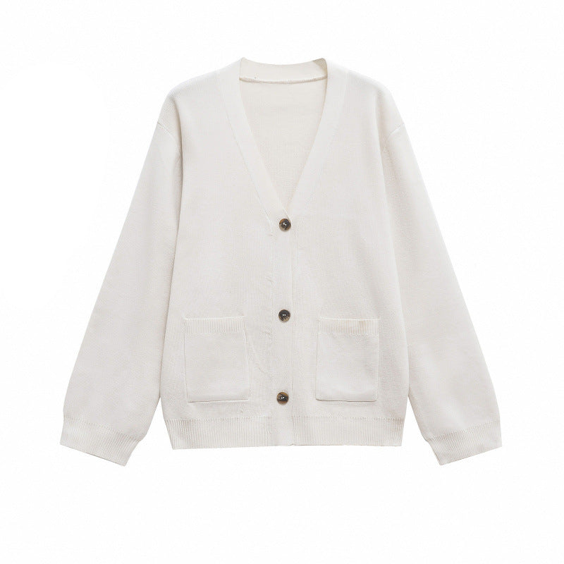Effie | Womens Knitted Button Sweater Cardigan, White