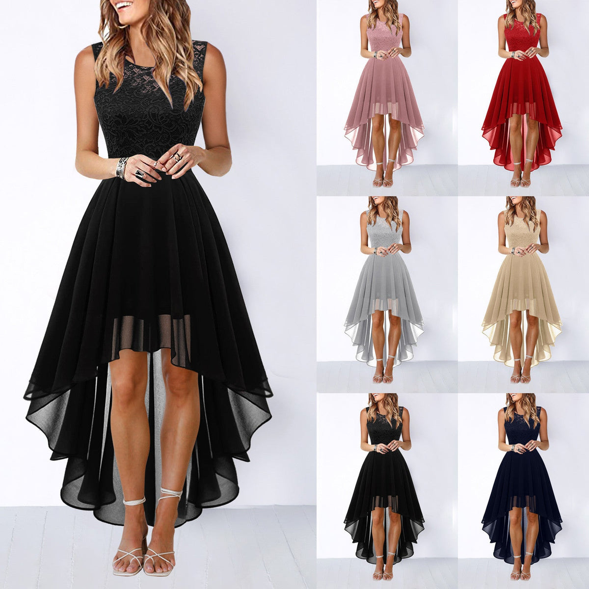 Eleanor | Womens Cocktail Lace Midi Wedding Guest Evening Formal Long Elegant Dresses - 1