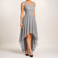 Eleanor | Womens Cocktail Lace Midi Wedding Guest Evening Formal Long Elegant Dresses, Grey