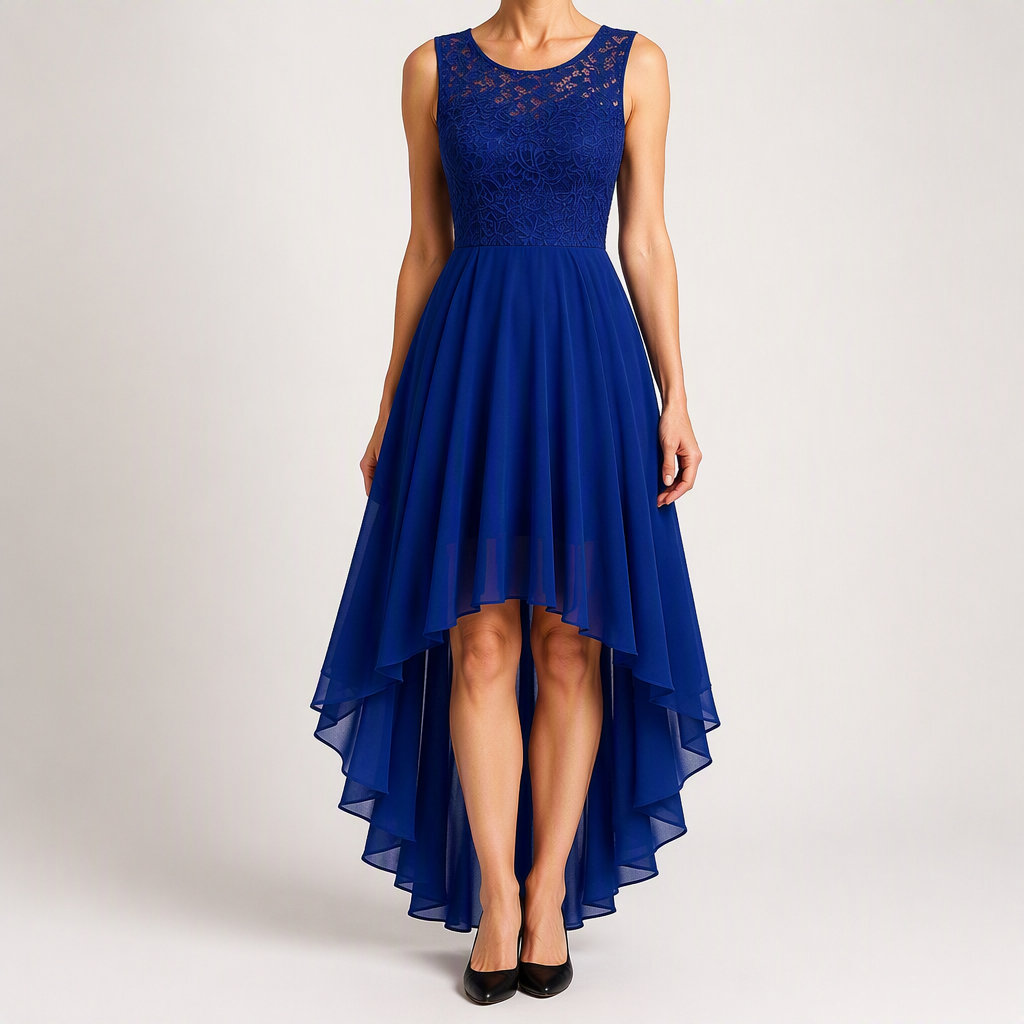 Eleanor | Womens Cocktail Lace Midi Wedding Guest Evening Formal Long Elegant Dresses, Royal Blue