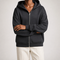 Elin | Womens Hoodie Fleece Lined Zip Up Sweatshirt, Black