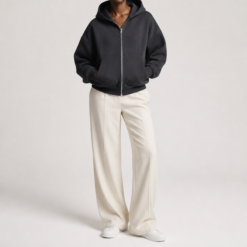 Elin | Womens Hoodie Fleece Lined Zip Up Sweatshirt, Black