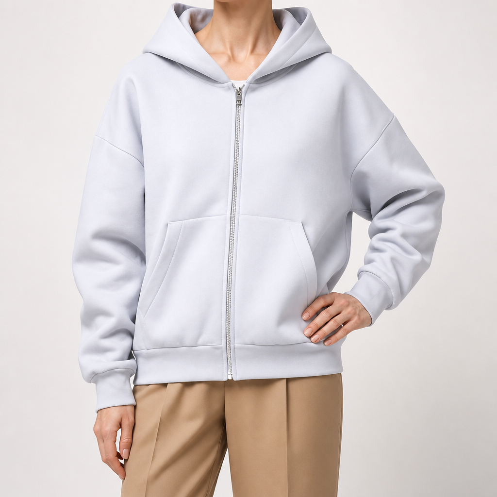 Elin | Womens Hoodie Fleece Lined Zip Up Sweatshirt, Gray 2