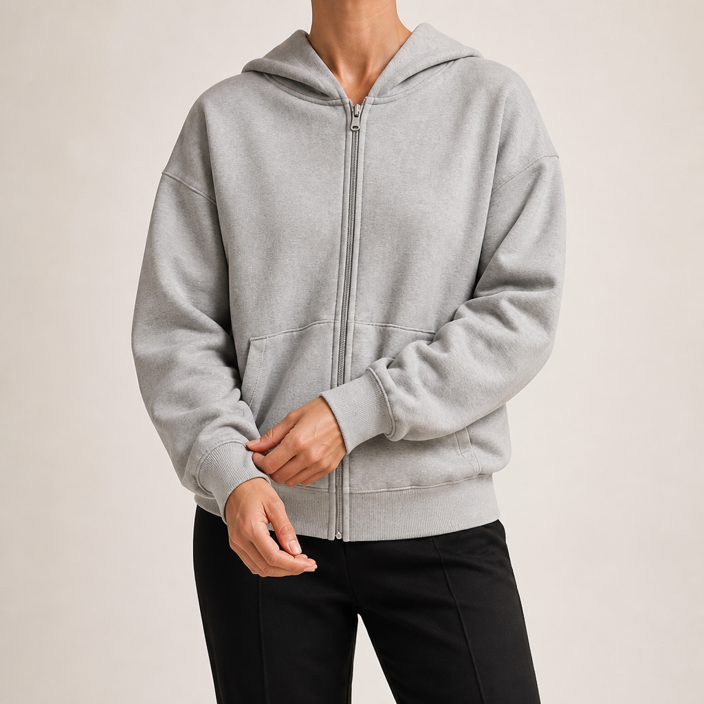 Elin | Womens Hoodie Fleece Lined Zip Up Sweatshirt, Gray 3