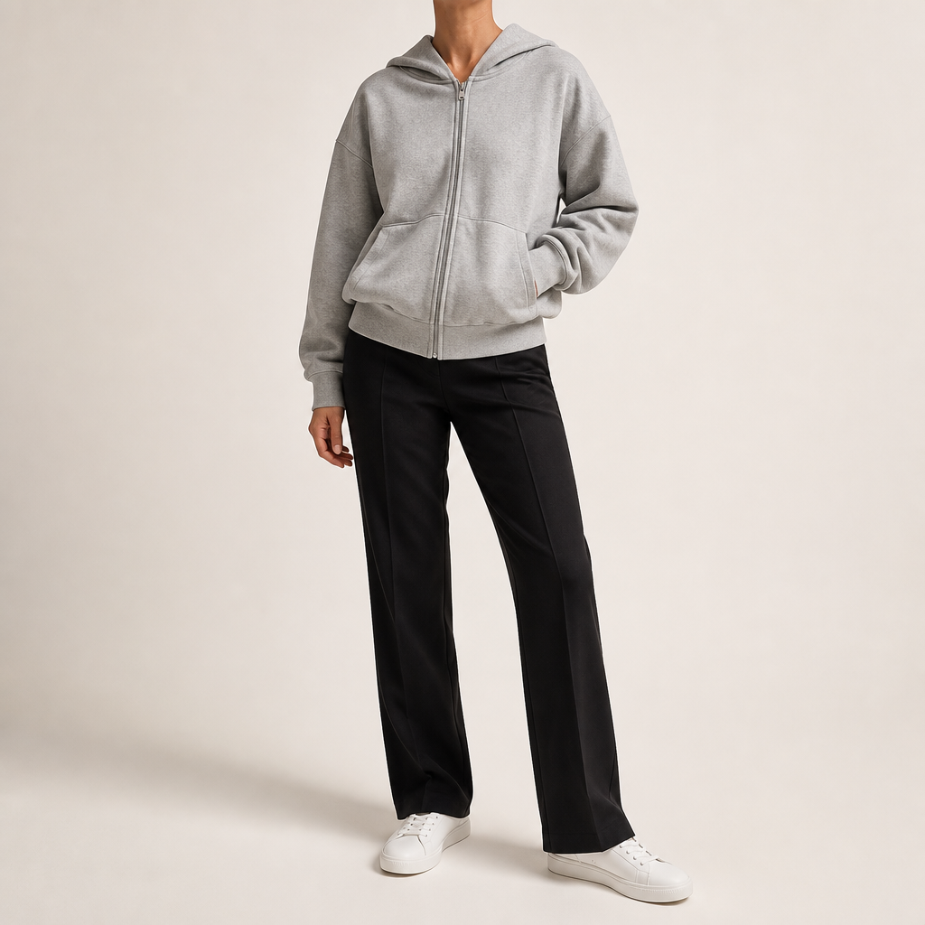 Elin | Womens Hoodie Fleece Lined Zip Up Sweatshirt, Gray 3