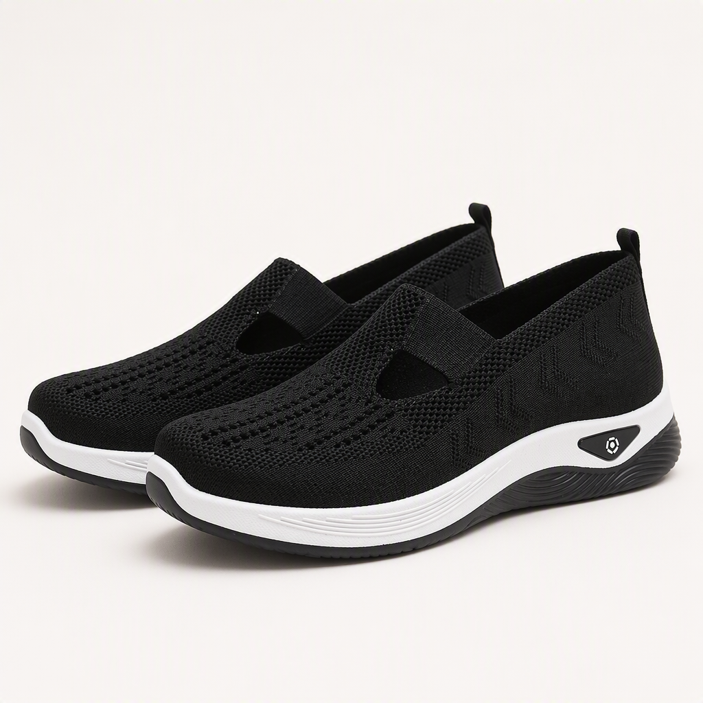 Elka | Womens Trainers Knit Lightweight Running Sports Sneakers, Black