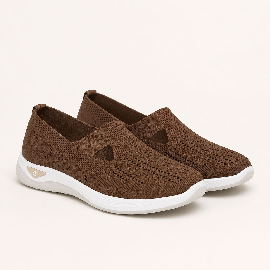 Elka | Womens Trainers Knit Lightweight Running Sports Sneakers, Brown