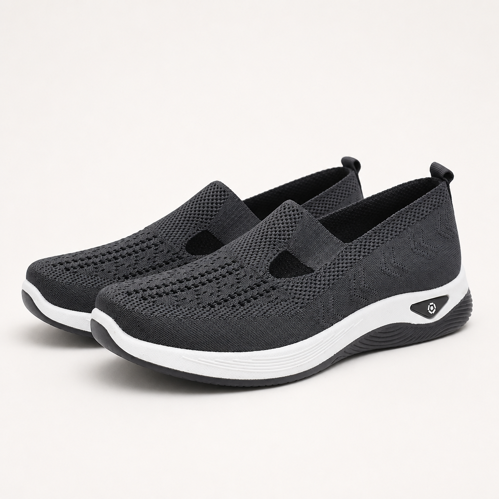 Elka | Womens Trainers Knit Lightweight Running Sports Sneakers, Dark Grey