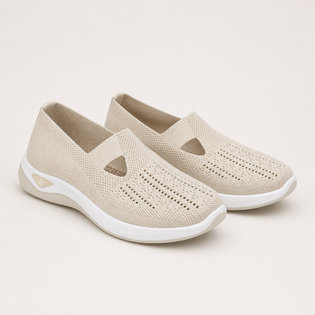 Elka | Womens Trainers Knit Lightweight Running Sports Sneakers, Off White