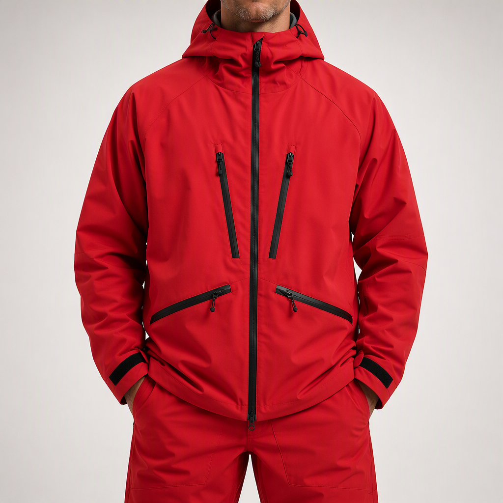 Elke | Mens Ski Jacket Waterproof Windproof Snowboard Winter Coat, Red