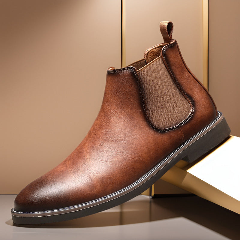 Ellison | Mens Retro Leather Chelsea Ankle Boots - 4