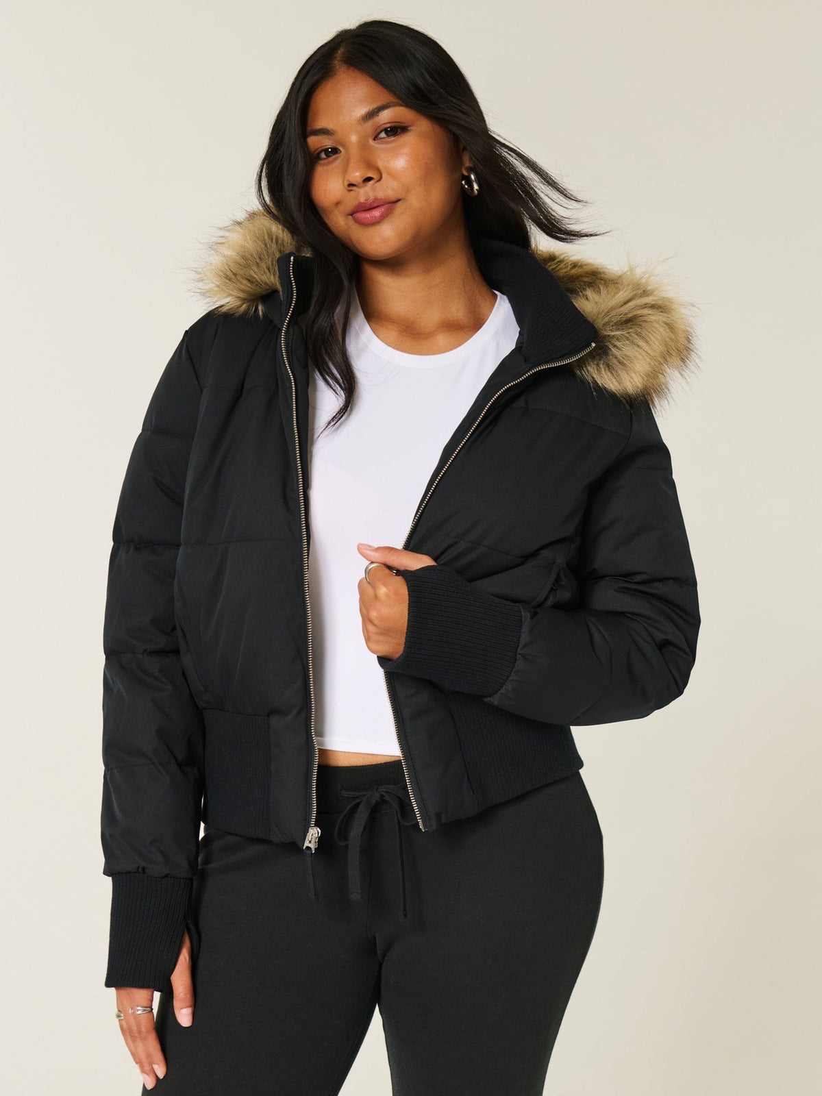 Elodie | Womens Fur Collar Hooded Padded Jacket - 1