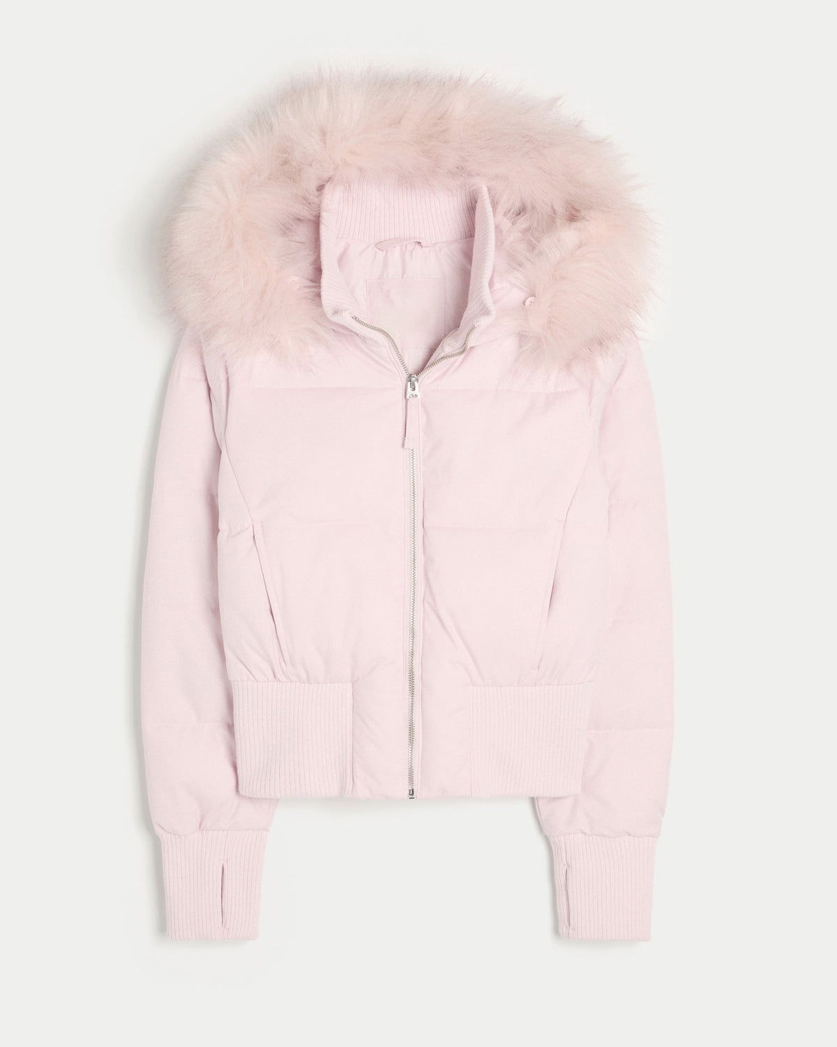Elodie | Womens Fur Collar Hooded Padded Jacket - Pink