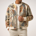 Eloise | Mens Varsity Jacket Embroidered Bomber Casual Jacket, Beige
