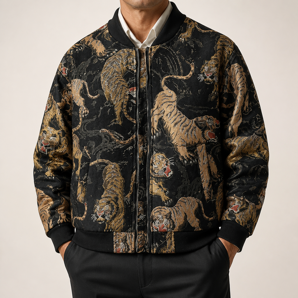 Eloise | Mens Varsity Jacket Embroidered Bomber Casual Jacket, Black