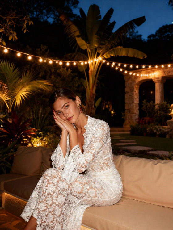 Eloise | Womens White Lace Maxi Wedding Guest Prom Evening Cocktail Formal Dresses - 3