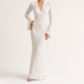 Eloise | Womens White Lace Maxi Wedding Guest Prom Evening Cocktail Formal Dresses, White