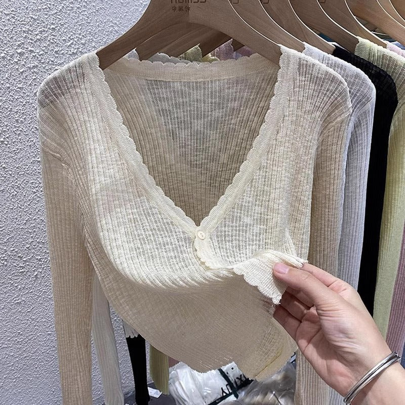Elowen | Womens Lightweight Ice Silk Knit Sleeveless Cardigan - 3