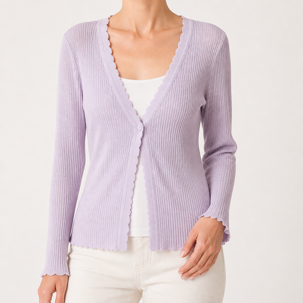 Elowen | Womens Lightweight Knit Sleeveless Summer Ice Silk Cardigan, Purple