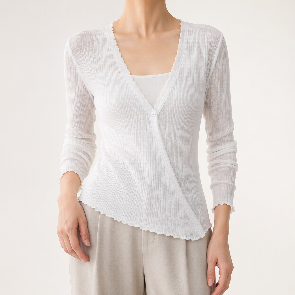 Elowen | Womens Lightweight Knit Sleeveless Summer Ice Silk Cardigan, White