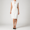 Elowen | Womens Sleeveless Cut Out Knot Midi Classy Wedding Guest Dresses, White