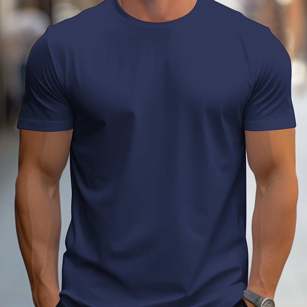 Emmerson | Mens Cotton Round Neck Short Sleeve T Shirt - Blue