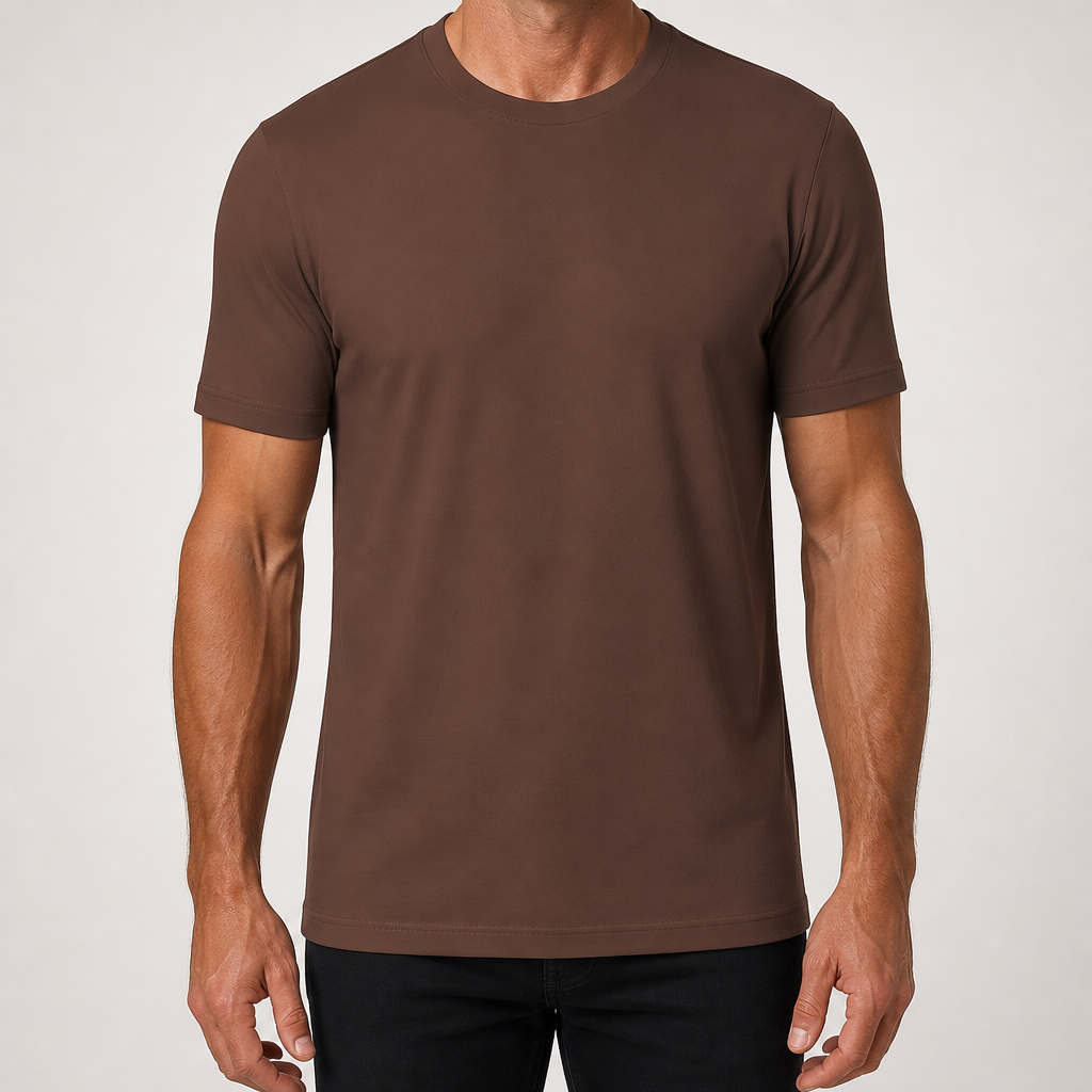 Emmerson | Mens Cotton Round Neck Short Sleeve T Shirt, Brown
