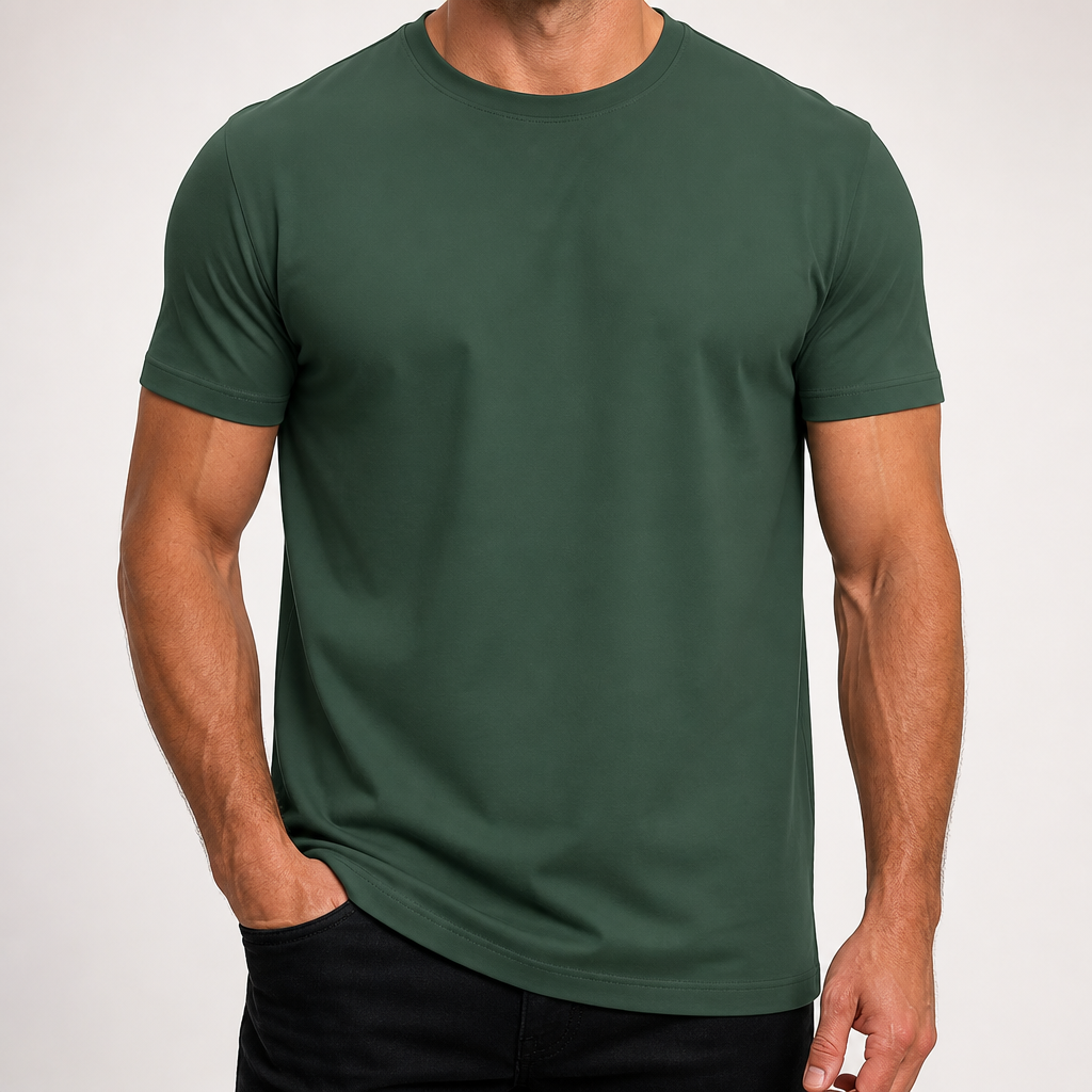 Emmerson | Mens Cotton Round Neck Short Sleeve T Shirt, Green