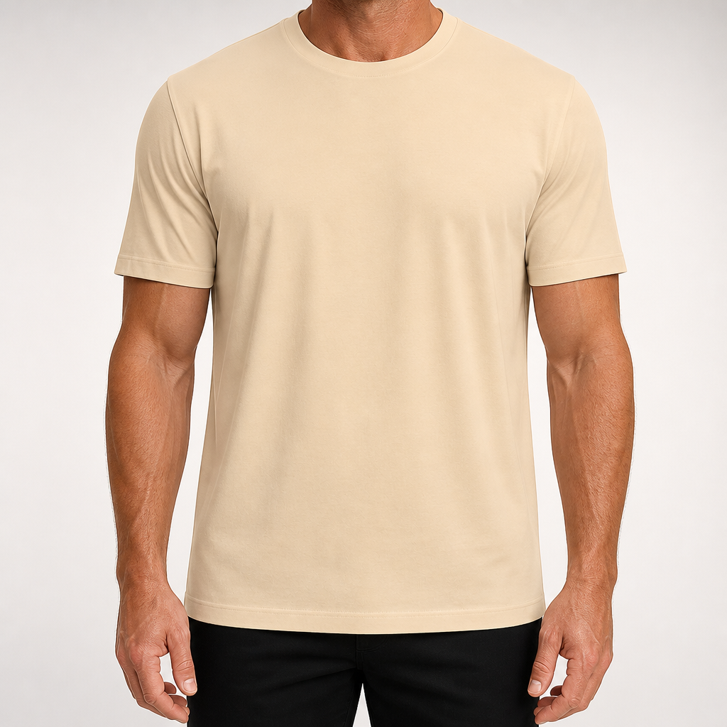Emmerson | Mens Cotton Round Neck Short Sleeve T Shirt, Khaki